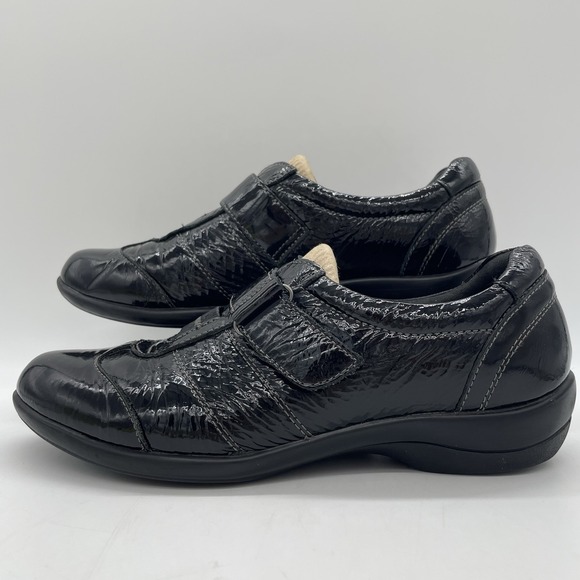 Clarks Shoes - Clarks Everyday Womens 9W Shoes Black Patent‎ Leather Comfort 83394 Hook & Loop